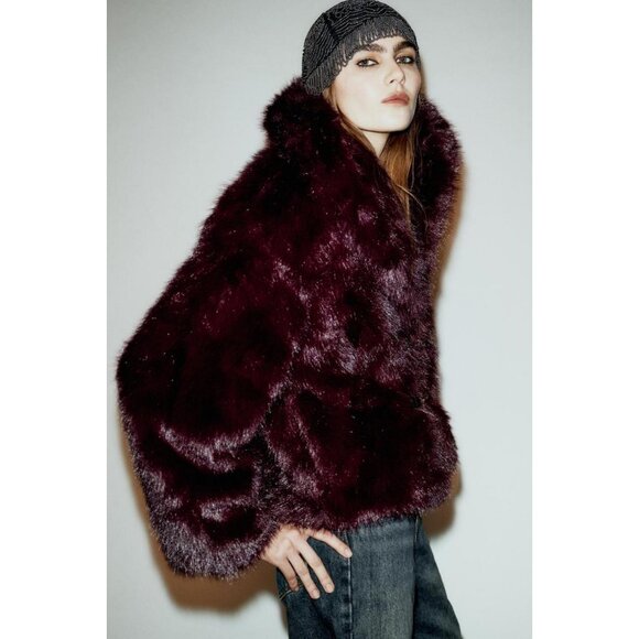 Zara Jackets & Blazers - ZARA SHORT FAUX FUR COAT WITH FIREMAN CLASPS